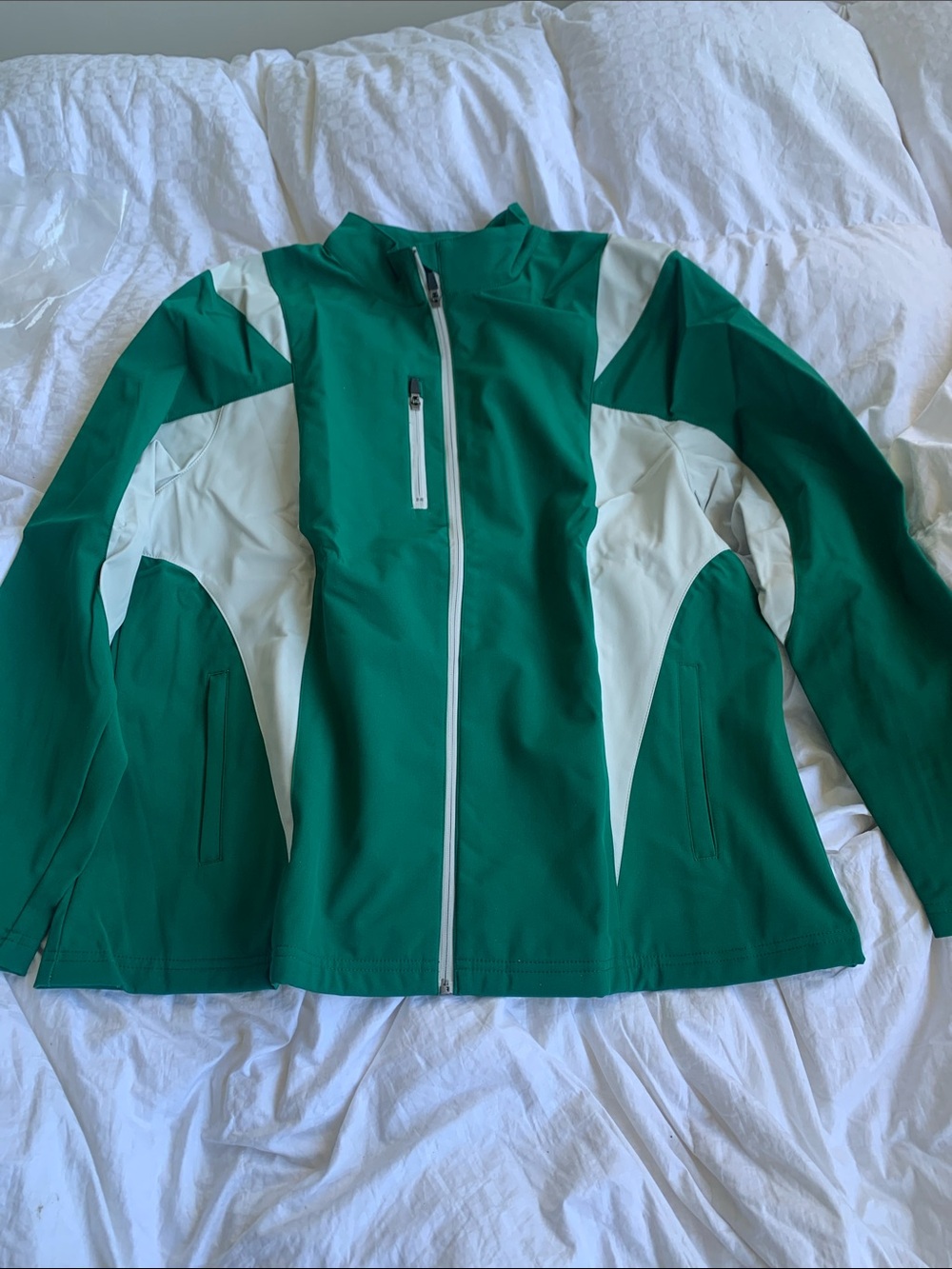 Women’s Green and White Ski Softshell Jacket